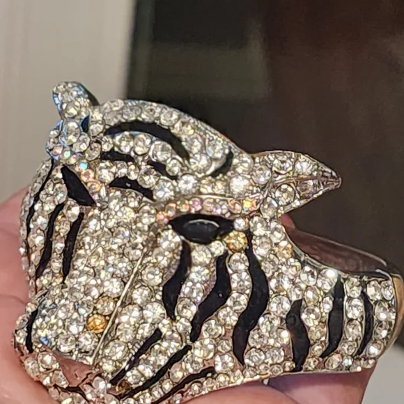 Bold Gold Chunky Knot Red Silver Tone Necklace Tiger Rhinestone Bracelets Huge - Picture 3 of 16